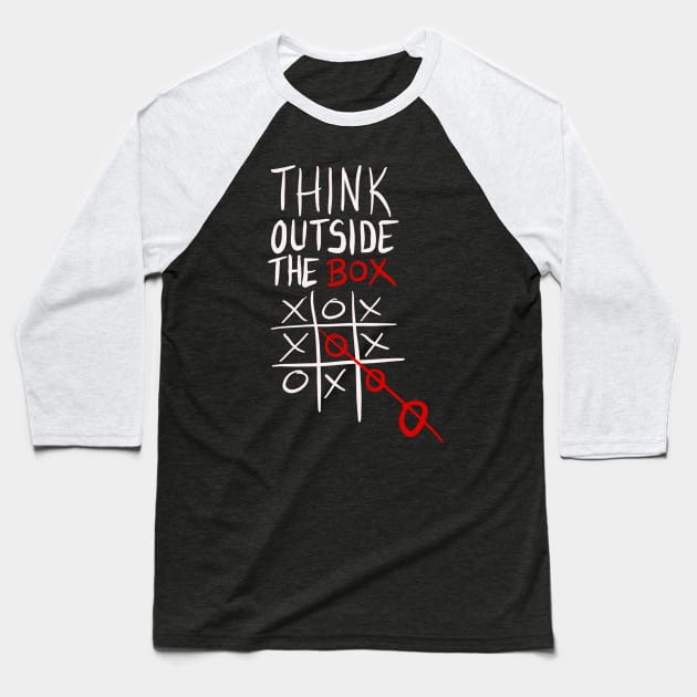 Think outside the box geeky humor gift Baseball T-Shirt by BadDesignCo